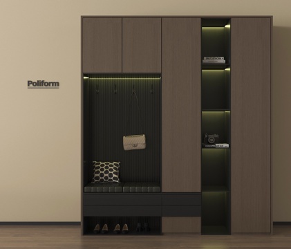 现代意式鞋柜 玄关柜 换鞋凳 装饰柜 高柜su模型