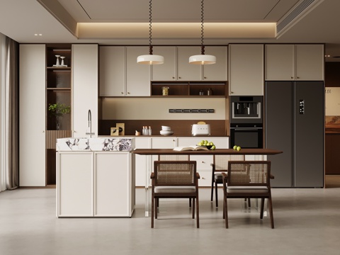 中古风餐厅 酒柜 餐边柜su模型