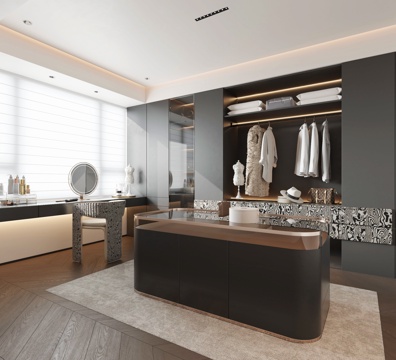  现代衣帽间3d模型 