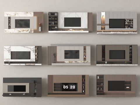 现代背景墙 电视背景墙 客厅背景墙su模型
