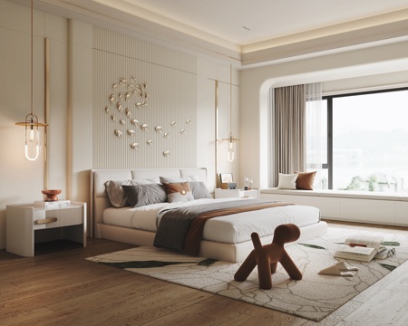  现代轻奢卧室3d模型 