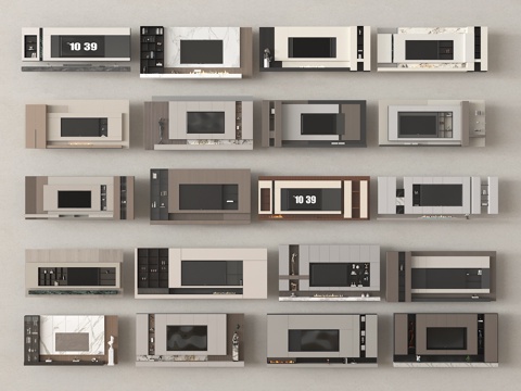 现代背景墙 电视背景墙 客厅背景墙su模型