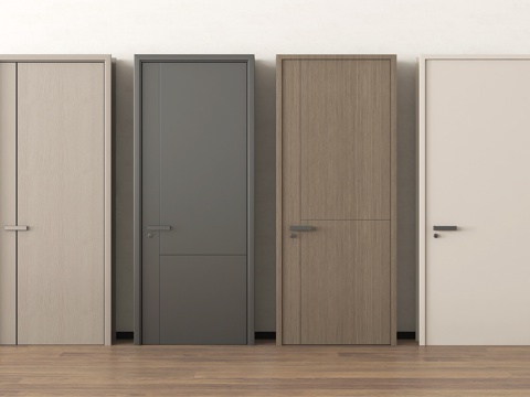 现代单开门 卧室门 平开门 室内门 木门su模型