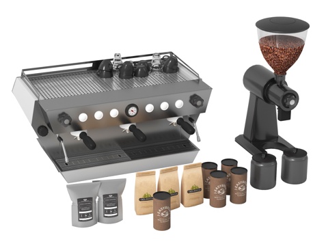 现代咖啡机 咖啡豆su模型