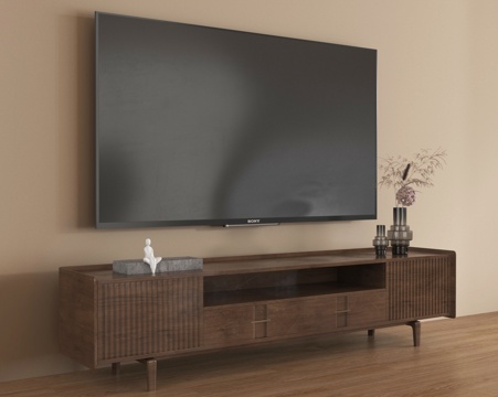 新中式电视柜 电视 摆件su模型