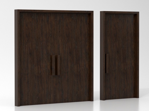 中古风平开门 入户门 大门 单开门 双开门su模型