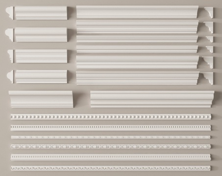 法式石膏线 石膏线条 阴角线 踢脚线su模型