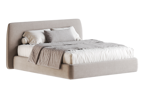  现代双人床3d模型 