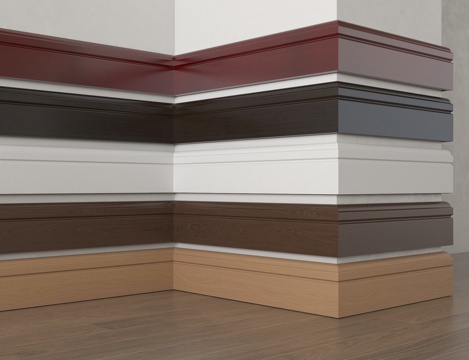 现代踢脚线 实木地脚线su模型