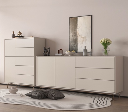 现代奶油风斗柜 五斗柜 边柜 矮柜 装饰柜su模型