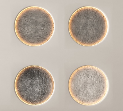 现代石膏灯 月球灯 氛围灯 墙面镶嵌灯su模型