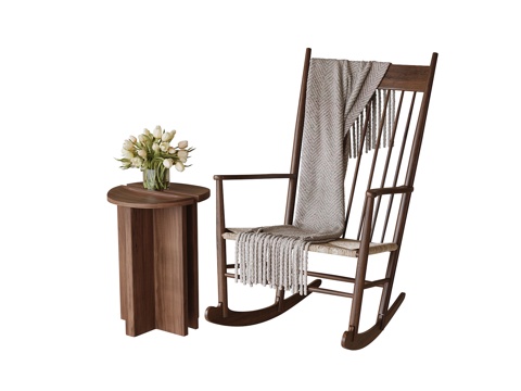 现代休闲椅 边几角几su模型