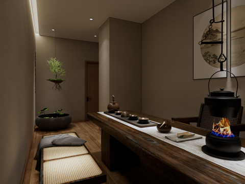 禅意茶室su模型