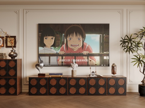 中古风电视柜su模型