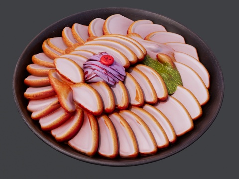 肉肠菜品拼盘su模型