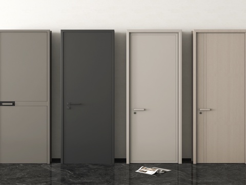 现代单开门 卧室门 平开门 室内门 木门su模型