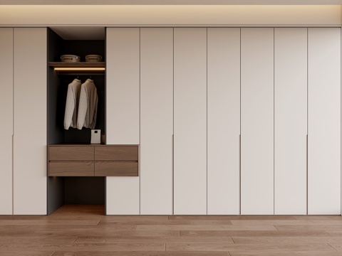 现代家居卧室衣柜  床尾衣柜  净衣区衣柜su模型