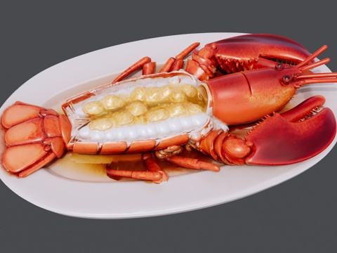 一盘香喷喷的大龙虾su模型