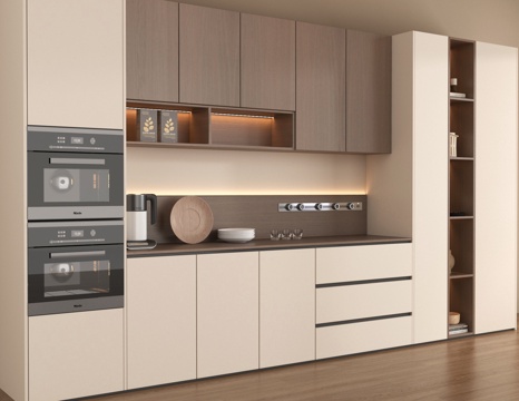 现代餐边柜 茶水柜 备餐柜 蒸箱 烤箱su模型