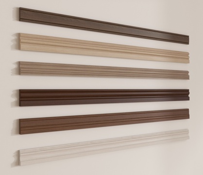 现代踢脚线 实木地脚线su模型