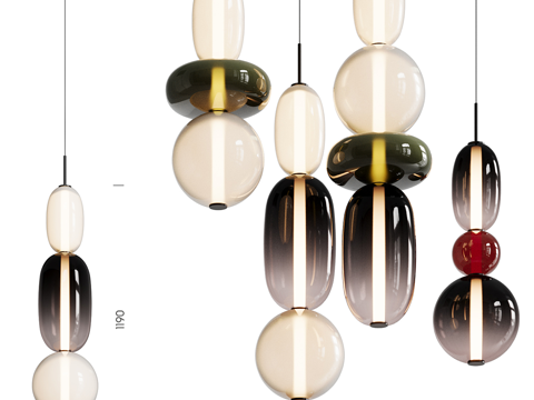  现代 Bomma 玻璃串联吊灯3d模型 