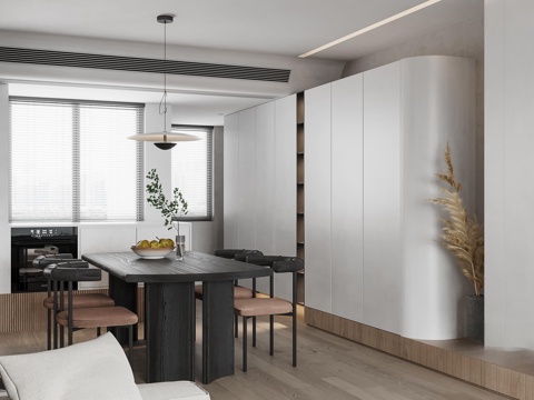  现代简约餐厅 餐桌椅组合3d模型 