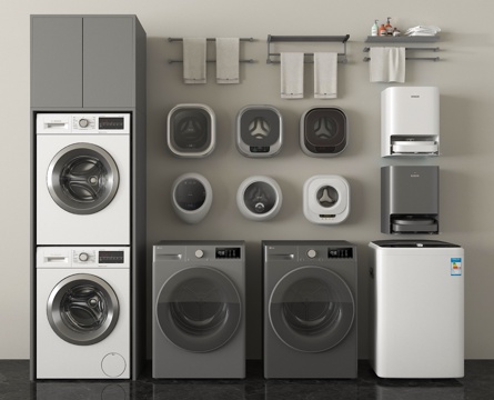现代洗衣机 洗衣机 烘干机 壁挂式洗衣机 扫地机器人 卫浴小su模型