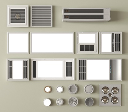 现代浴霸组合 集成浴霸 排风取暖器 浴霸出风口su模型