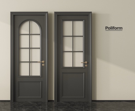 中古卧室单开门 玻璃单开门su模型