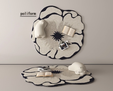 现代地毯 花朵形地毯 异形地毯su模型