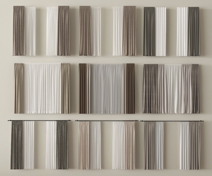 现代窗帘 纱帘 布帘 褶帘su模型