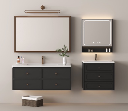 法式浴室柜 卫浴摆件 镜子su模型