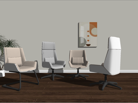 现代升降办公椅su模型