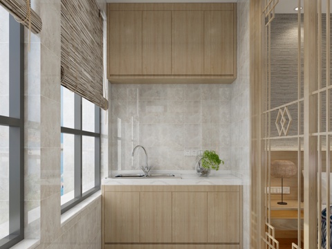  现代阳台模型 家居阳台3d模型 