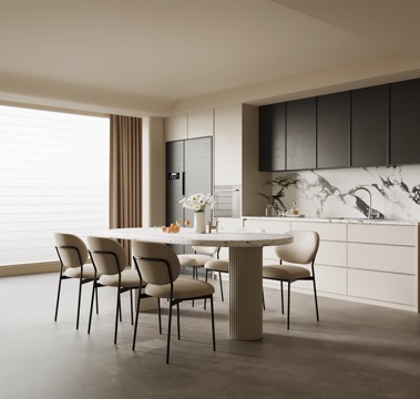  中古风餐厅 酒柜 餐桌椅3d模型 