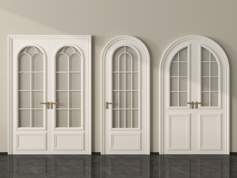 法式双开门 拱形门 玻璃门 阳台门 厨卫门su模型