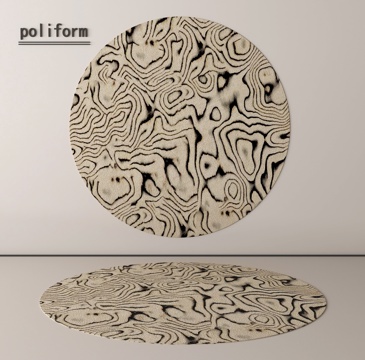 意式地毯 圆形地毯 黑白地毯su模型