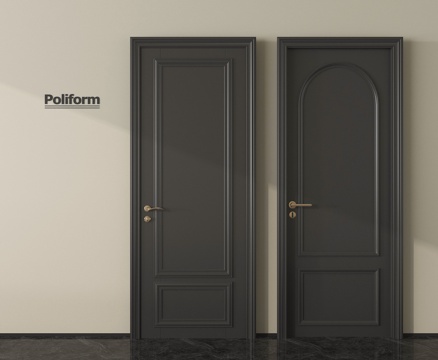 新中式单开门 卧室单开门 实木单开门su模型