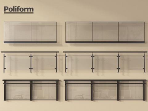 现代围栏护栏 玻璃栏杆 扶手 阳台栏杆su模型