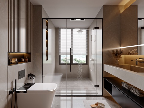  现代意式卫生间 卫浴柜 卫浴用品 卫浴小件 卫浴镜 马桶3d模型 