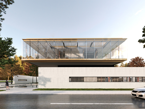 现代社区活动中心建筑 社区服务中心 办公建筑su模型