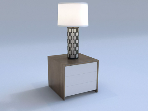  法式台灯 床头柜台灯 台灯 金属台灯 布纹台灯3d模型 