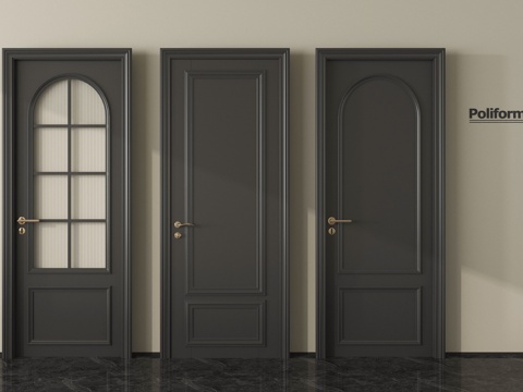 中古卧室单开门 实木单开门 玻璃单开门su模型