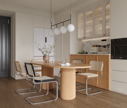 现代餐厅 餐边柜 餐桌椅 酒柜su模型