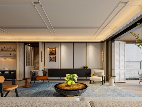  现代客厅3d模型 