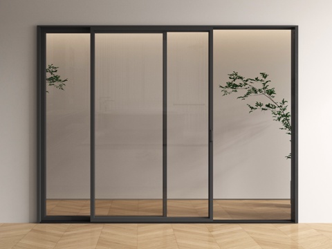 现代电动推拉门 办公室推拉门 办公室电动推拉门su模型