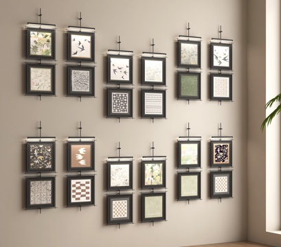 法式挂画 装饰挂画组合su模型