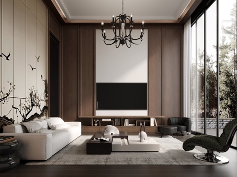  现代 别墅客厅 复试客厅3d模型 