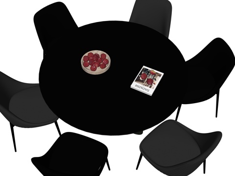 现代简约圆餐桌组合su模型