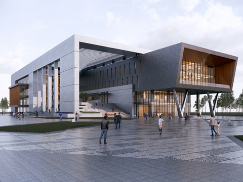 现代社区活动中心建筑 社区服务中心 办公建筑su模型